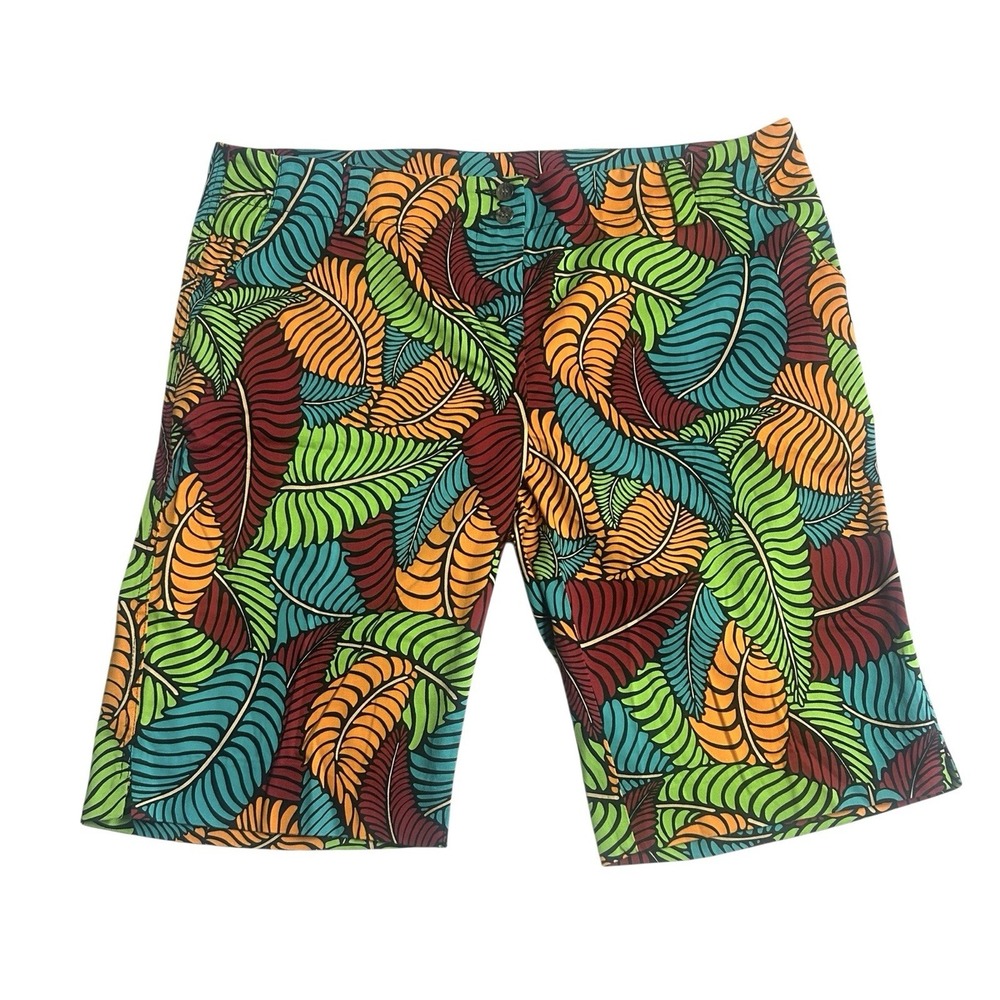 Loudmouth Women's Fairway Fronds Klammer Bermuda Golf Shorts Size 14 Multicolor